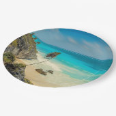 Prachtig zandstrand tropisch paradijs papieren bordje (Gekanteld)