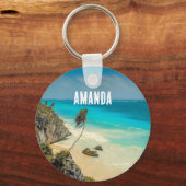 Prachtig zandstrand tropisch paradijs sleutelhanger (Voorkant)