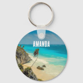 Prachtig zandstrand tropisch paradijs sleutelhanger (Achterkant)