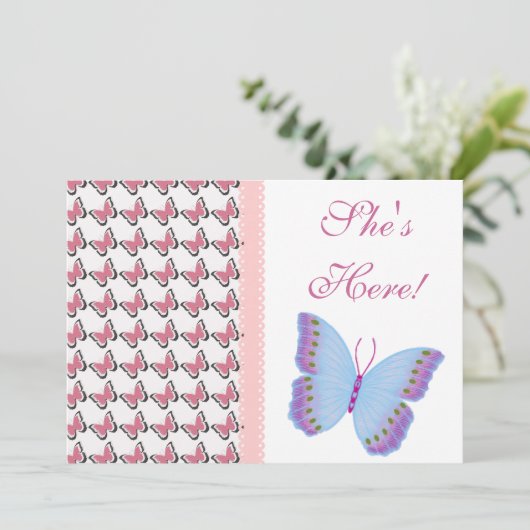 Prachtig: "Ze is hier!" Baby Aankondiging (Staand voorkant)