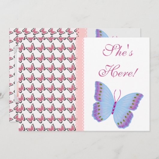 Prachtig: "Ze is hier!" Baby Aankondiging (Voorkant / Achterkant)