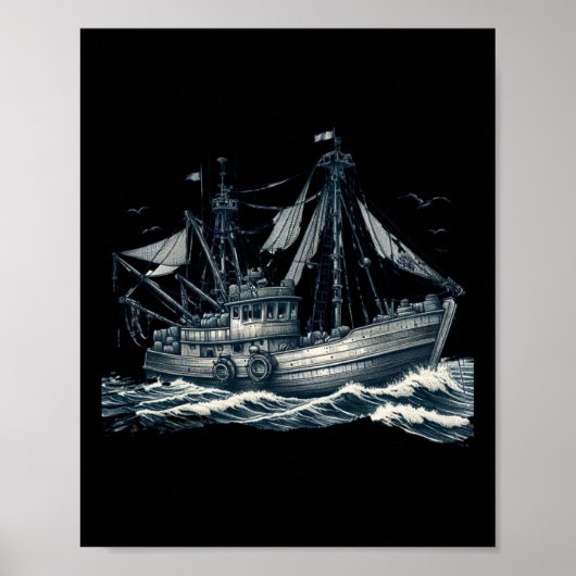 Prachtig zeilschip op zee sticker poster (Voorkant)
