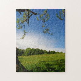 Prachtig zomerlandschap bloeiende alpenweide legpuzzel