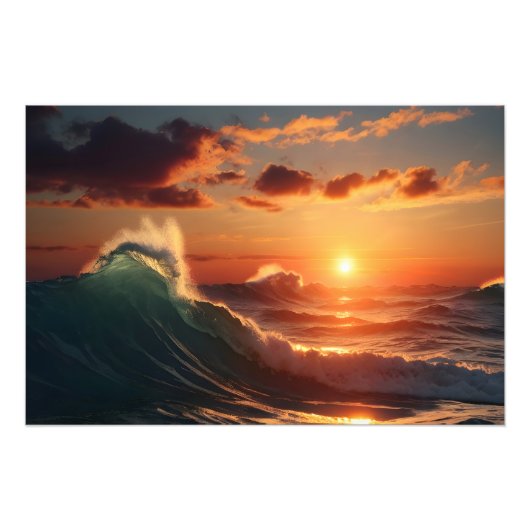 Prachtig zonsondergang zee foto afdruk (Voorkant)