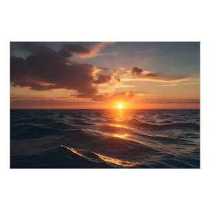Prachtig zonsondergang zee foto afdruk