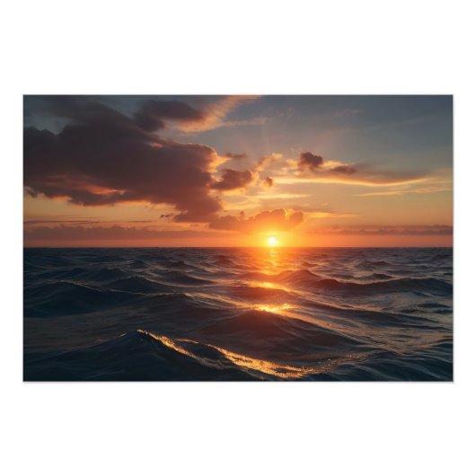 Prachtig zonsondergang zee foto afdruk (Voorkant)