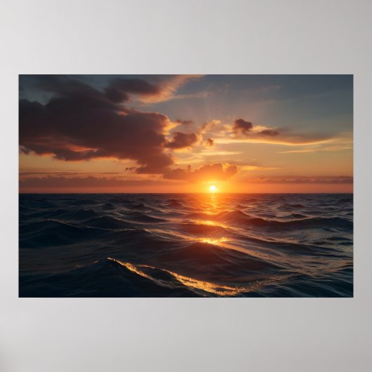 Prachtig zonsondergang zee poster (Voorkant)