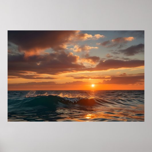 Prachtig zonsondergang zee poster (Voorkant)