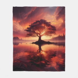 Prachtig zonsonderganglandschap met reflecties fleece deken