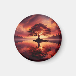 Prachtig zonsonderganglandschap met reflecties magneet