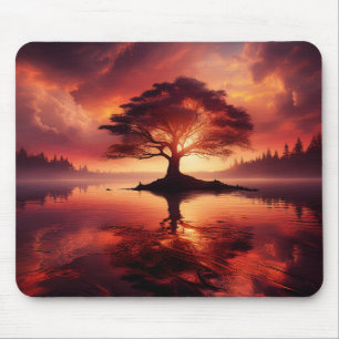 Prachtig zonsonderganglandschap met reflecties muismat