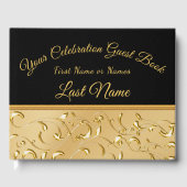 Prachtig zwart en goud gastenboek, personaliseer h gastenboek (Voorkant)