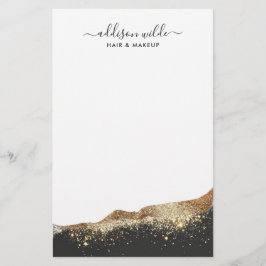 Prachtig zwart en goud glitter trendy script briefpapier
