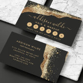 Prachtig zwart en goud glitter trendy script klantenkaartje