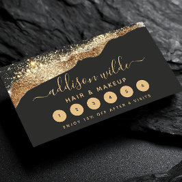 Prachtig zwart en goud glitter trendy script klantenkaartje