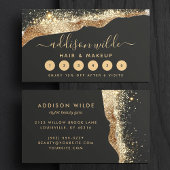Prachtig zwart en goud glitter trendy script klantenkaartje