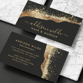 Prachtig zwart en goud glitter trendy script visitekaartje