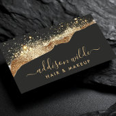 Prachtig zwart en goud glitter trendy script visitekaartje