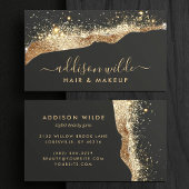 Prachtig zwart en goud glitter trendy script visitekaartje