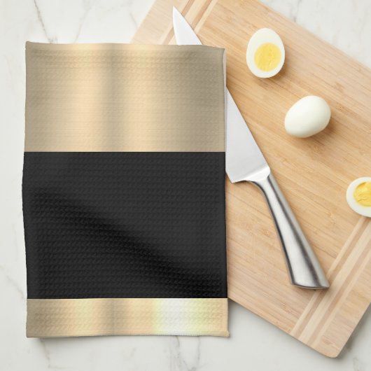 Prachtig zwart en goud ontwerp theedoek (Quarter Fold)