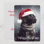 Prachtig zwart lab Santa Christmas Feestdagenkaart (Voorkant / Achterkant)