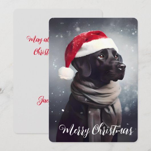 Prachtig zwart lab Santa Christmas Feestdagenkaart (Voorkant / Achterkant)