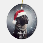 Prachtig zwart lab Santa Christmas Keramisch Ornament (Links)