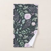 Prachtig zwart lavendel bloemenpatroon bad handdoek (Handdoek)