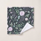 Prachtig zwart lavendel bloemenpatroon bad handdoek (Wasdoekje)