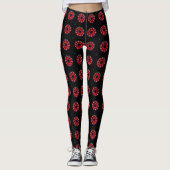 prachtig zwart opgerold polkadodepatroon leggings (Voorkant)