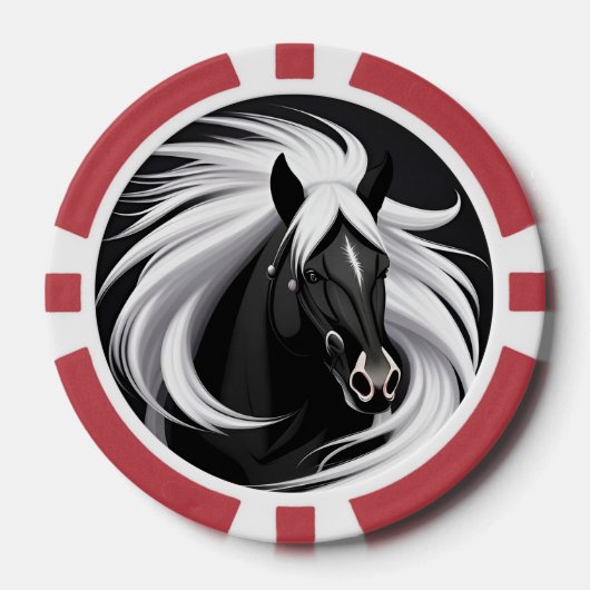 Prachtig zwart paard poker chips (Voorkant)
