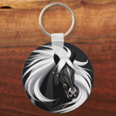 Prachtig zwart paard sleutelhanger (Voorkant)