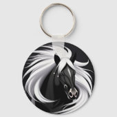 Prachtig zwart paard sleutelhanger (Achterkant)