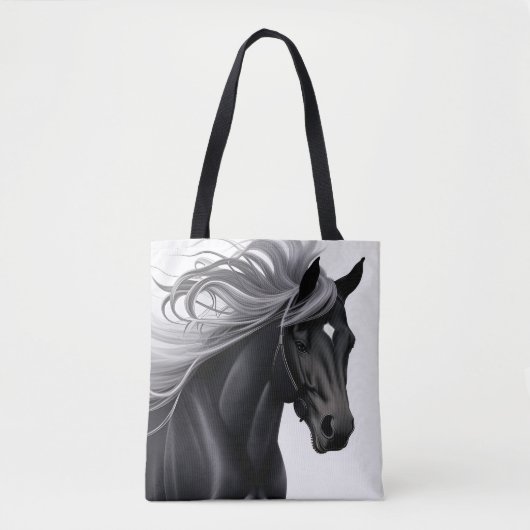 Prachtig zwart paard tote bag (Voorkant)