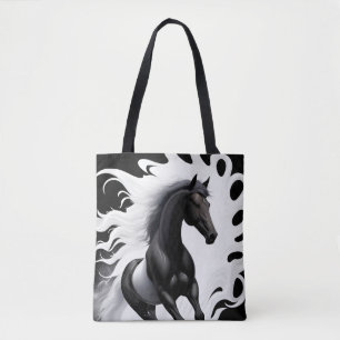 Prachtig zwart paard tote bag
