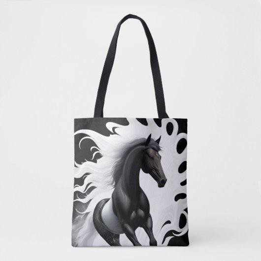 Prachtig zwart paard tote bag (Voorkant)