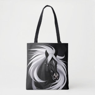 Prachtig zwart paard tote bag