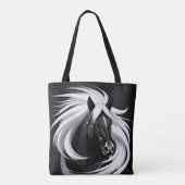Prachtig zwart paard tote bag (Achterkant)