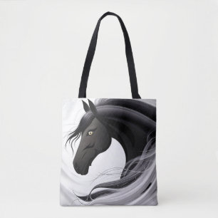 Prachtig zwart paard tote bag