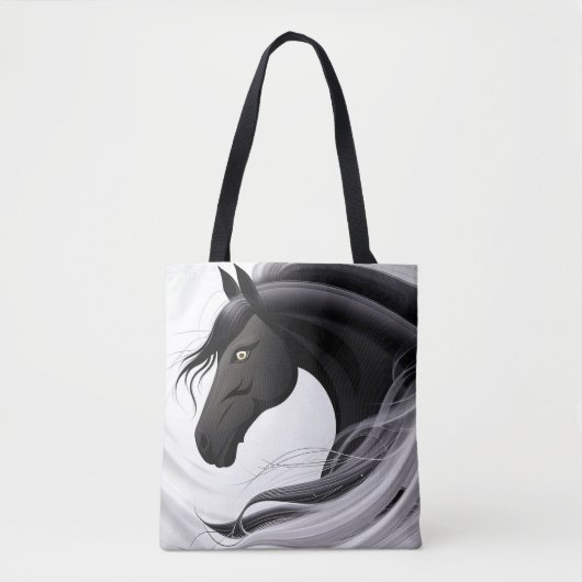 Prachtig zwart paard tote bag (Voorkant)