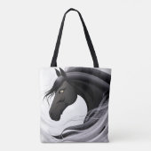 Prachtig zwart paard tote bag (Achterkant)