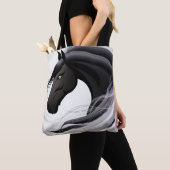 Prachtig zwart paard tote bag (Dichtbij)