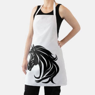 Prachtig zwart paardenhoofd   schort
