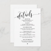 Prachtig, zwart script, huwelijksgegevens informatiekaartje (Voorkant / Achterkant)