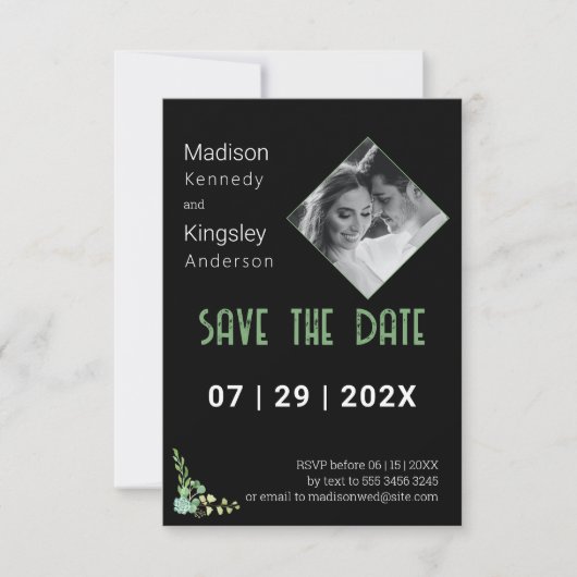 Prachtig zwart Sla de datum foto Fab Save The Date (Voorkant)