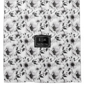 Prachtig zwart-wit bloemen douchegordijn (Voorkant)