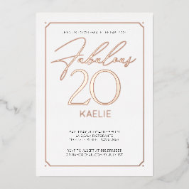 Prachtige 20 Elegante 20e Verjaardag Folie Uitnodi Uitnodiging
