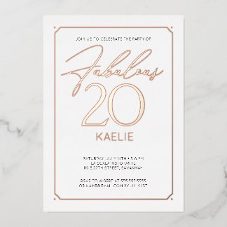 Prachtige 20 Elegante 20e Verjaardag Folie Uitnodi Uitnodiging