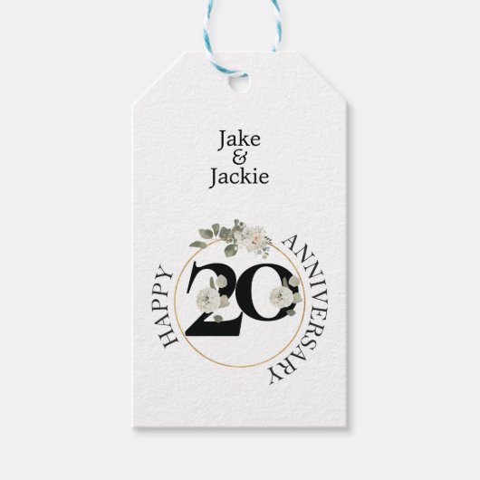 Prachtige, 20e Jubileum, aangepaste Labels voor ca Cadeaulabel (Voorkant)