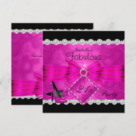 Prachtige 21 Roze Zwart Zilver Verjaardagsfeest 2 Kaart
